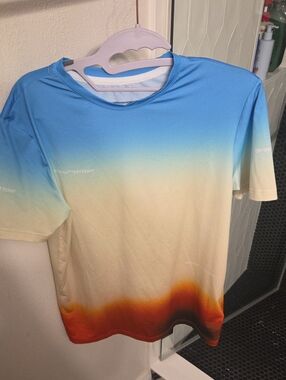 Off-White Gradient Short Sleeve Tee in Blue, Cream & Orange